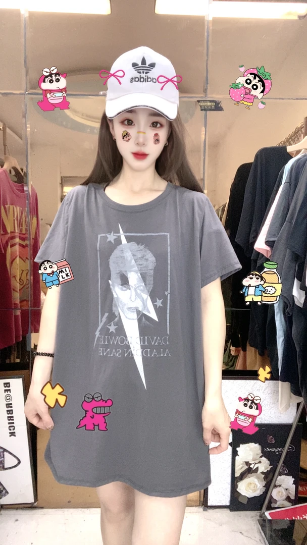 外贸高品质男女同款T恤闪电灰