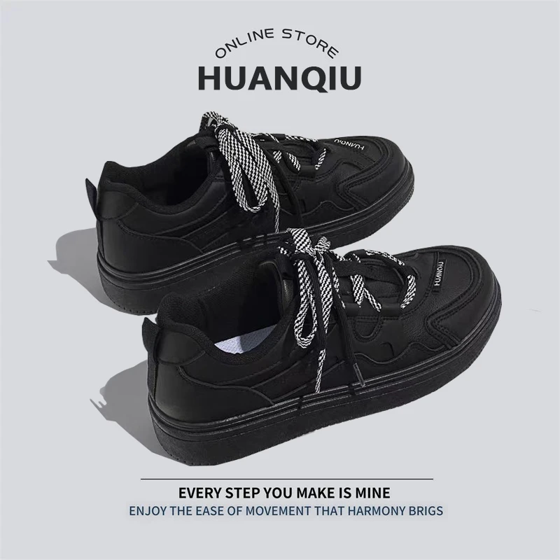 环球厚底百搭板鞋男2025新款秋季男鞋小众潮流鞋子男黑色运动鞋男