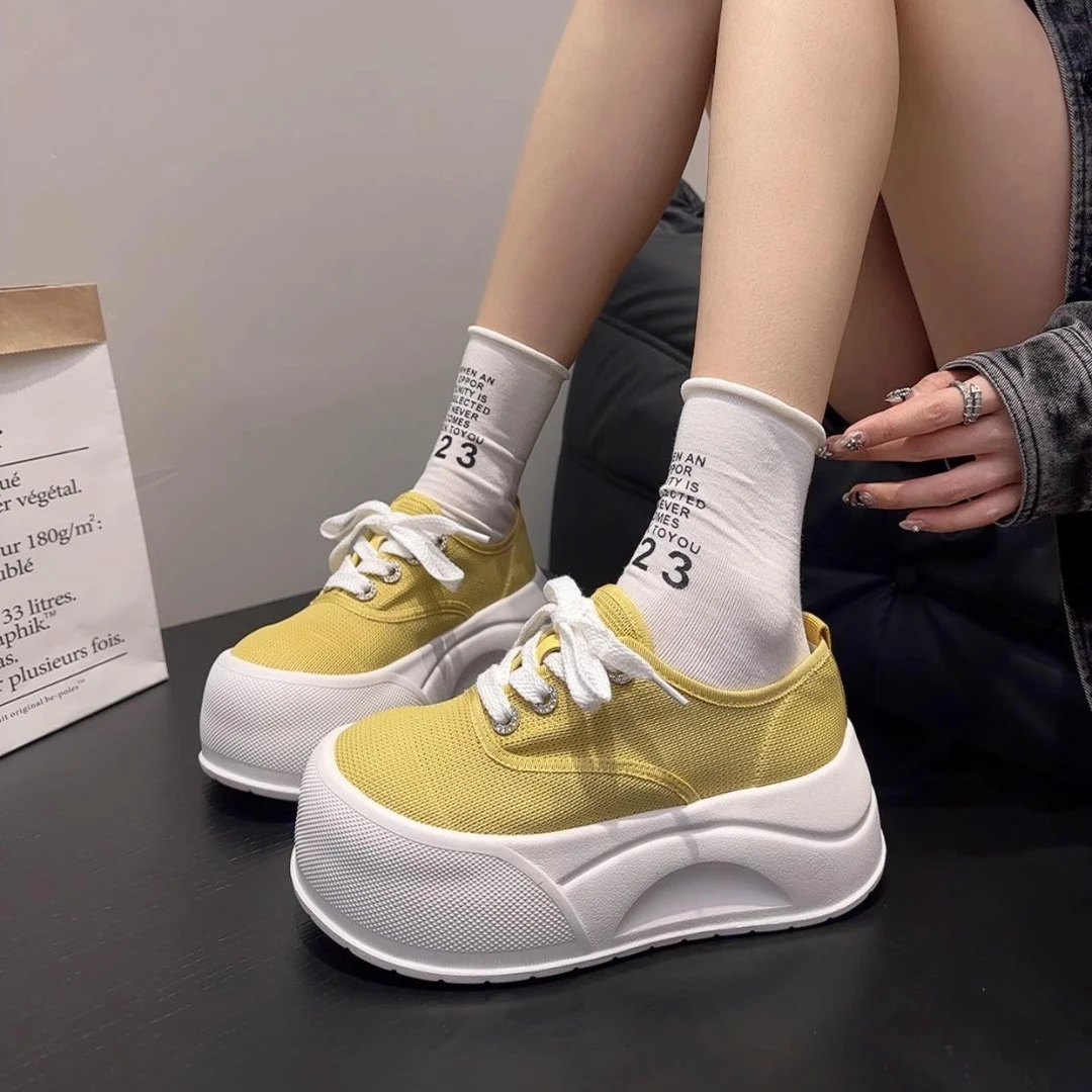 7厘米厚底小众设计网面小白鞋女2025夏季新款百搭休闲运动板鞋ins