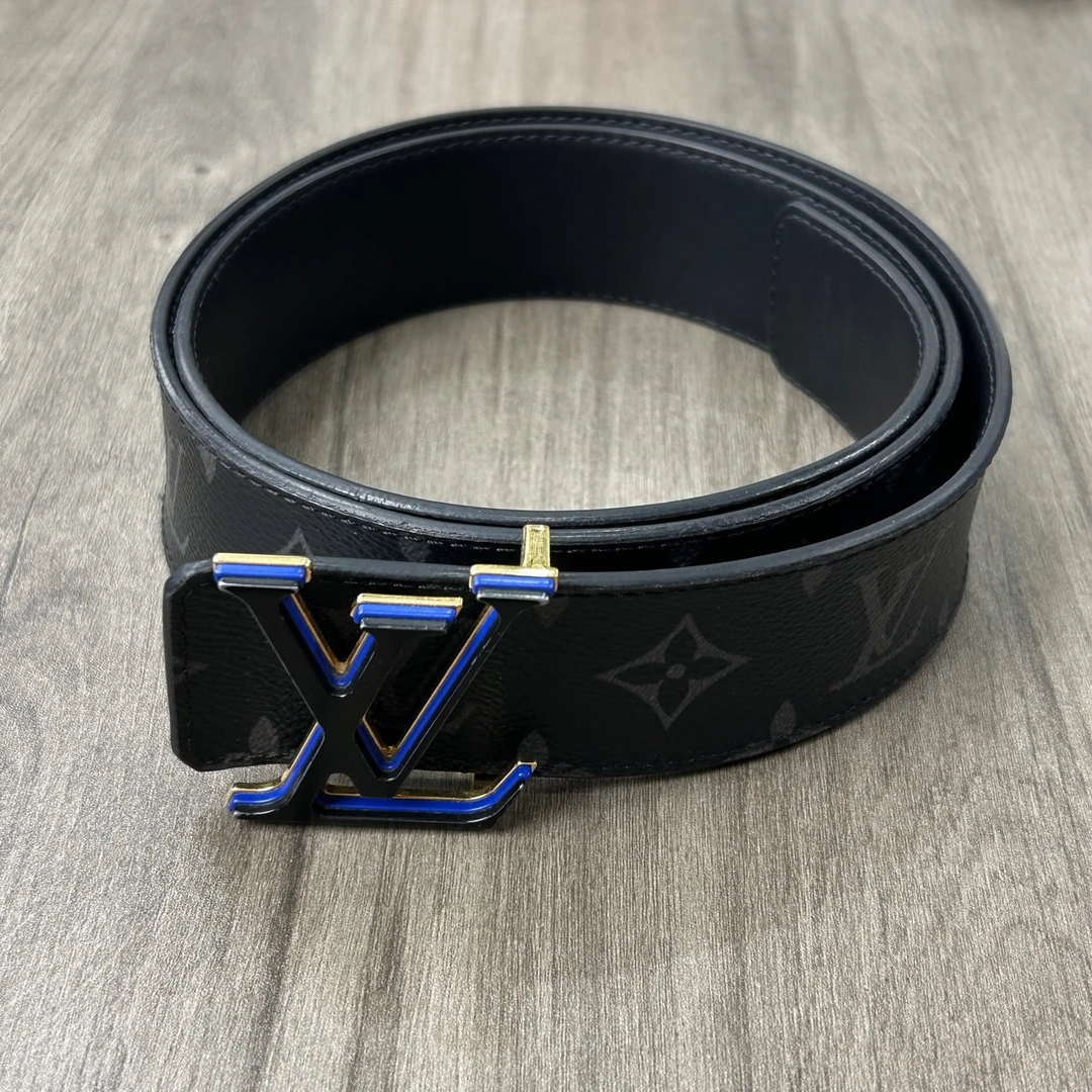 95新 LouisVuitton/路易威登 限量款黑蓝扣老花款式男士皮带