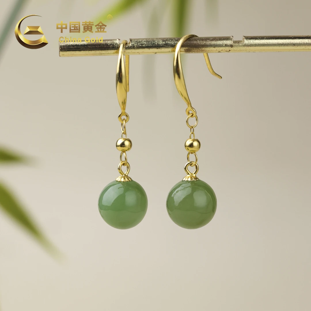 【中国黄金】疏星 | 和田玉*耳饰*S925银镶嵌-R1961-格