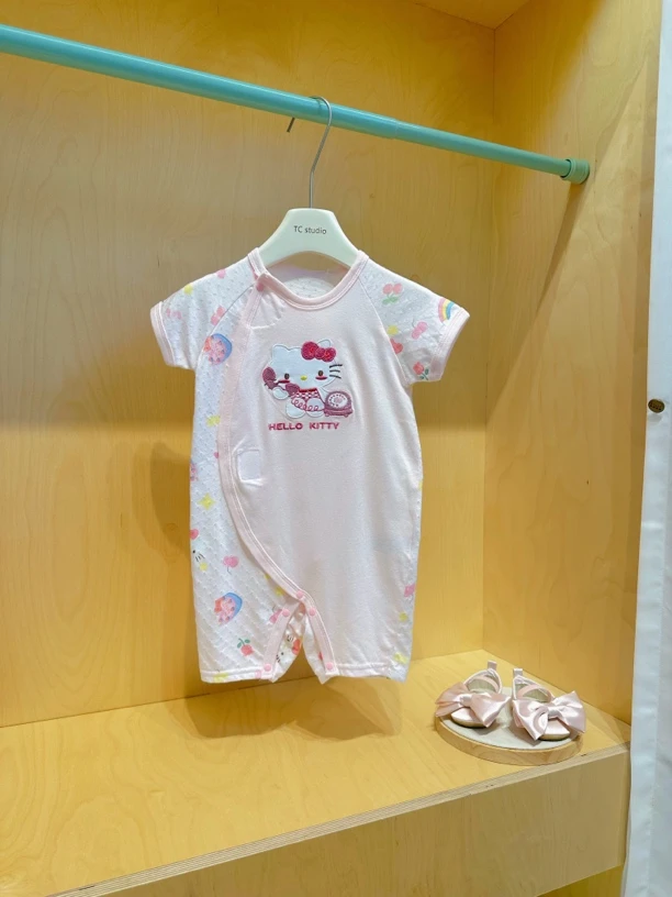 夏季宝宝双层护肚婴儿连体衣卡通透气短袖宝宝爬服