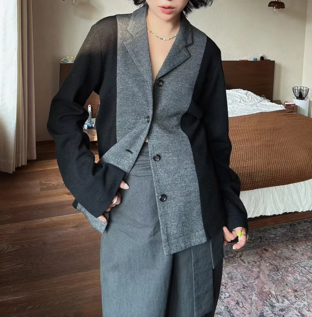 cdg/黑灰配西服外套