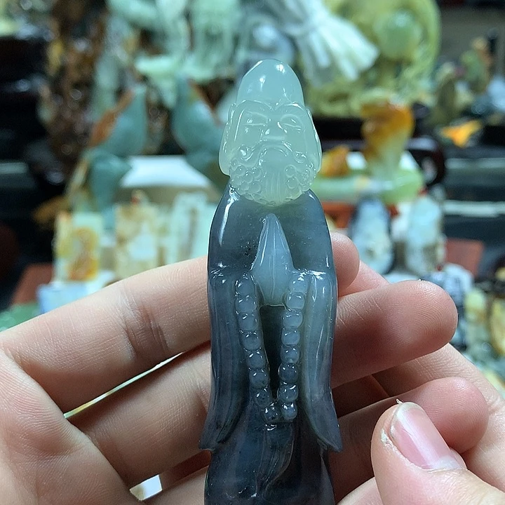蛇纹石玉手把件合金