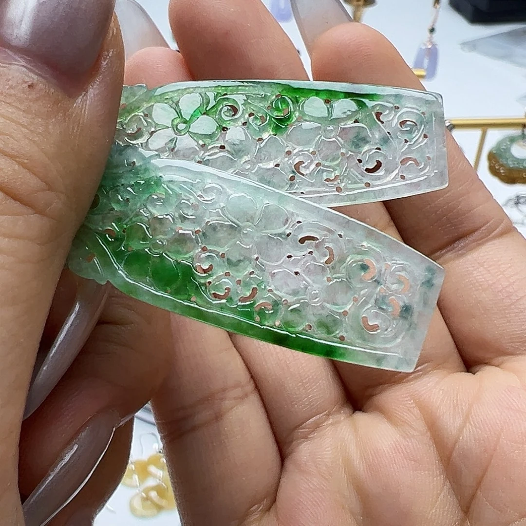 爱***…翡翠银S925镶嵌耳饰天然缅甸A货翡翠