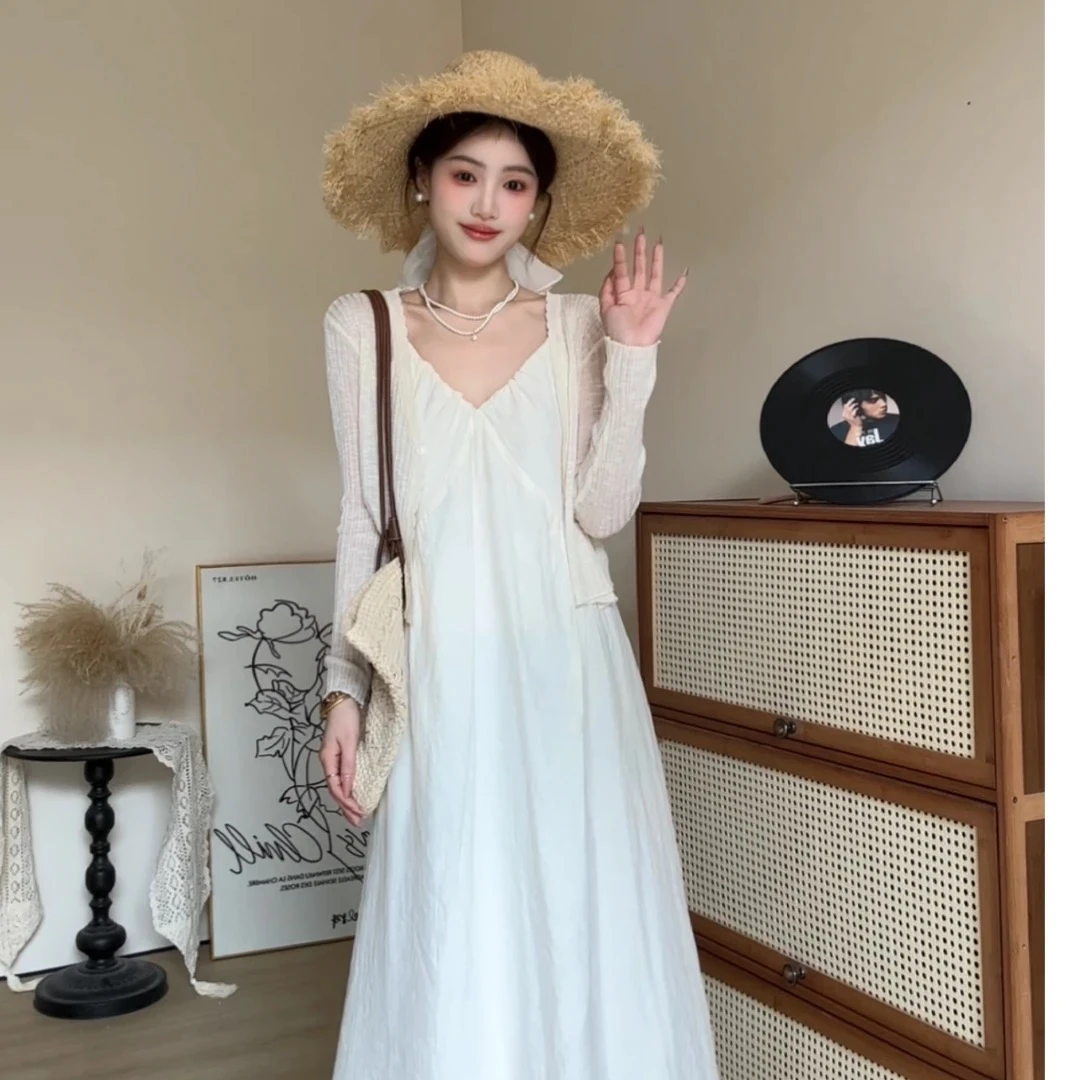 2025BX夏季法式小众韩版吊带中长裙新款v领小性感气质连衣裙