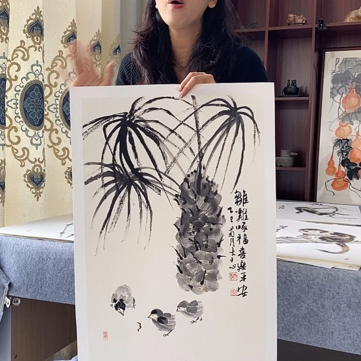 国画纯手绘国画写意作品43*63