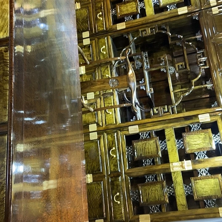 江***厂楠木办公桌两组合加顶箱书柜三组合