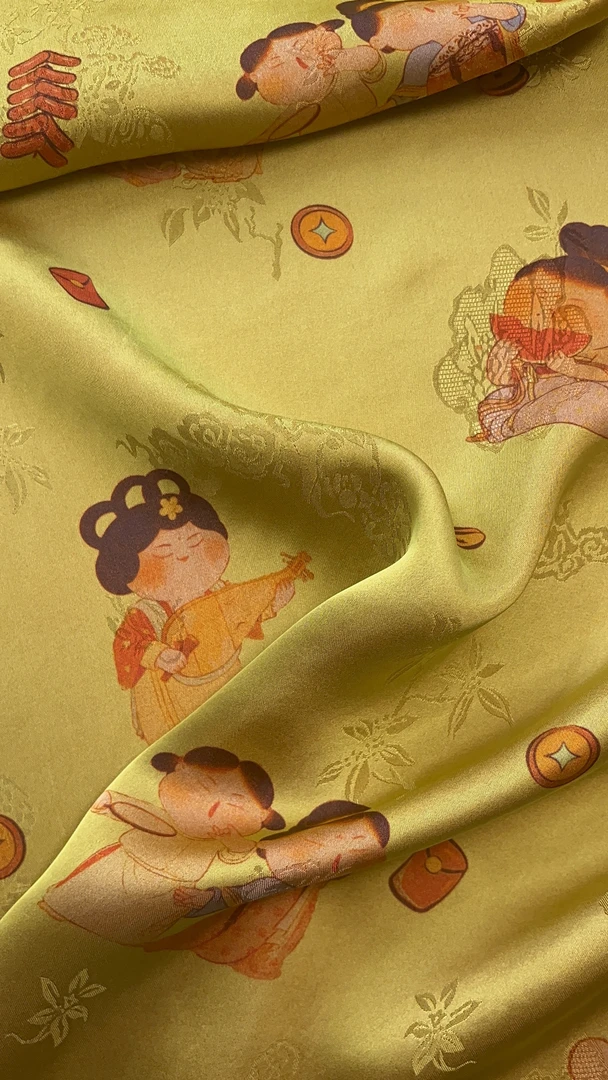 【糖霜叠影】香锦小糖人系列植物真丝面料