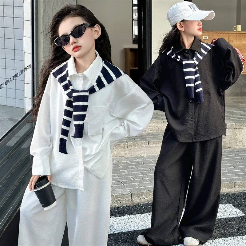 女童早秋套装新款洋气中大童装小女孩秋装衣服儿童衬衫长裤两件套