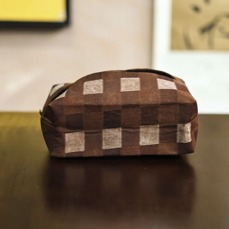 【三山拙垆】 咖色棋盘格抽纸袋茶道零配（慢蓝S0224）