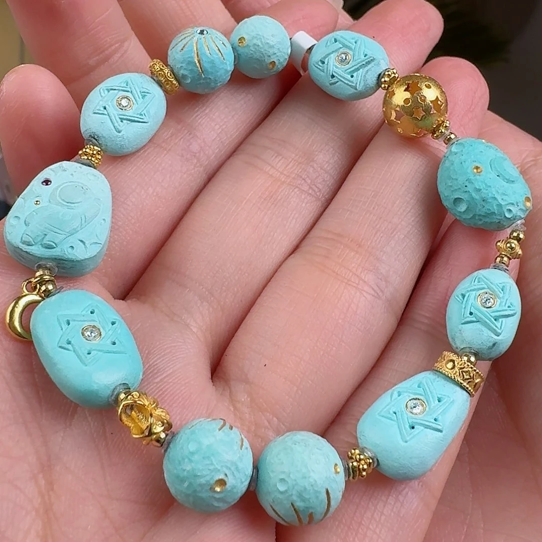 绿松石珠宝奇石18K金镶嵌