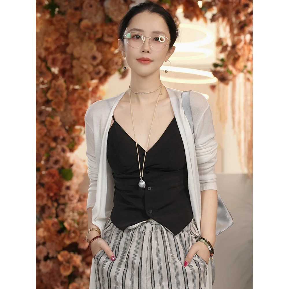 Y【叭哒不惑】梦华录 夏季薄款针织开衫女气质宽松外搭中长款上衣