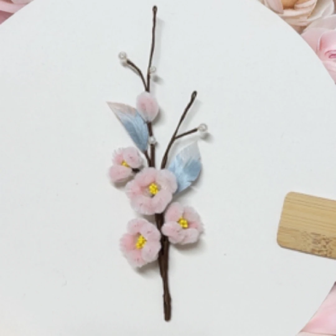 慕绒家 非遗绒花古风发簪 手工制作默认微瑕