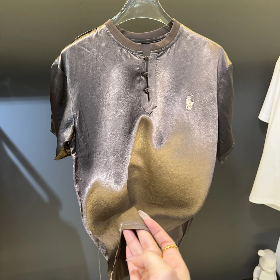 【Umi】W新款新中式国风醋酸百搭T恤男女同款潮流时尚纯色休闲P088