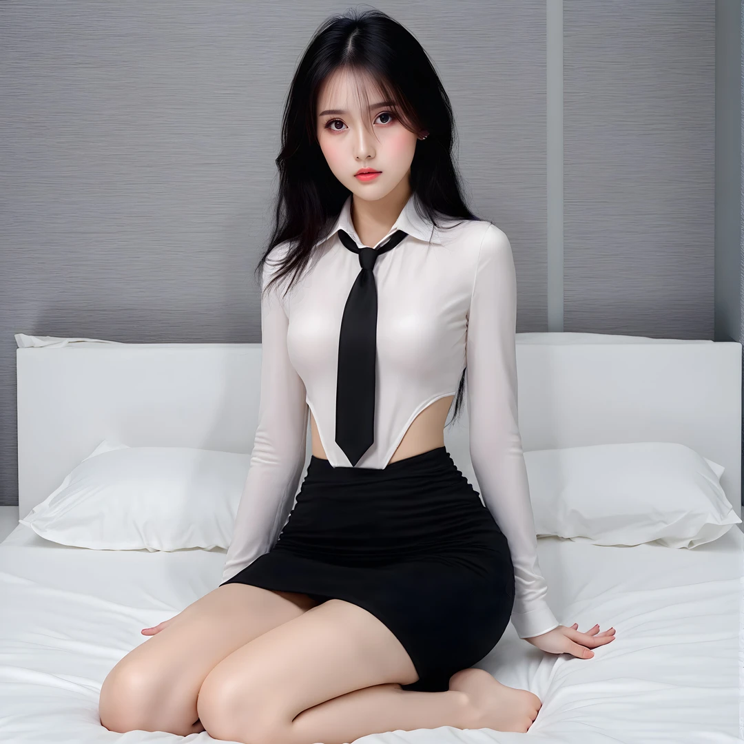 气质长袖修身性感时尚穿搭职场秘书OL白衬衫包臀裙套装