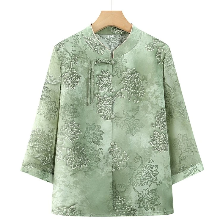 衬衣长袖夏季复古薄款中式中国风印花衬衣长袖夏季复古薄款中式