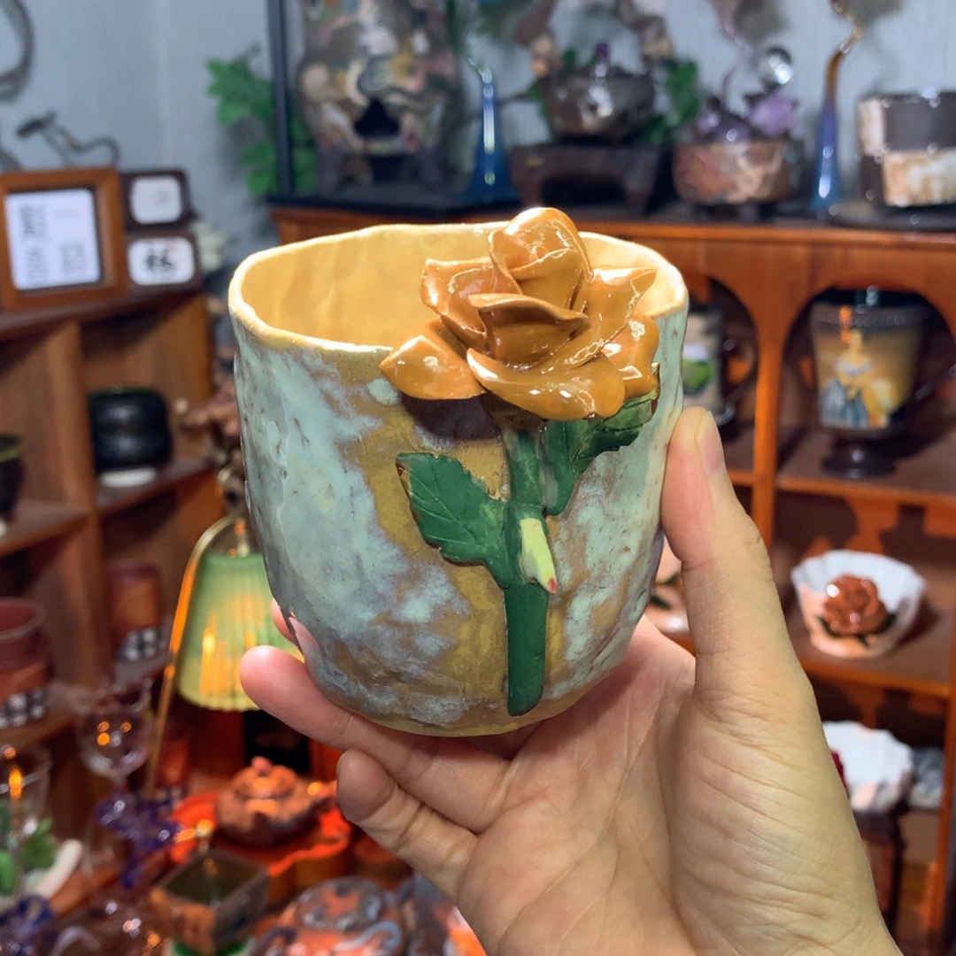 陶【太妃糖】玫瑰手握杯