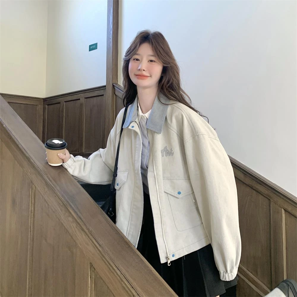 2025白色牛仔外套女早春2025新款美式复古小个子港风上衣超火