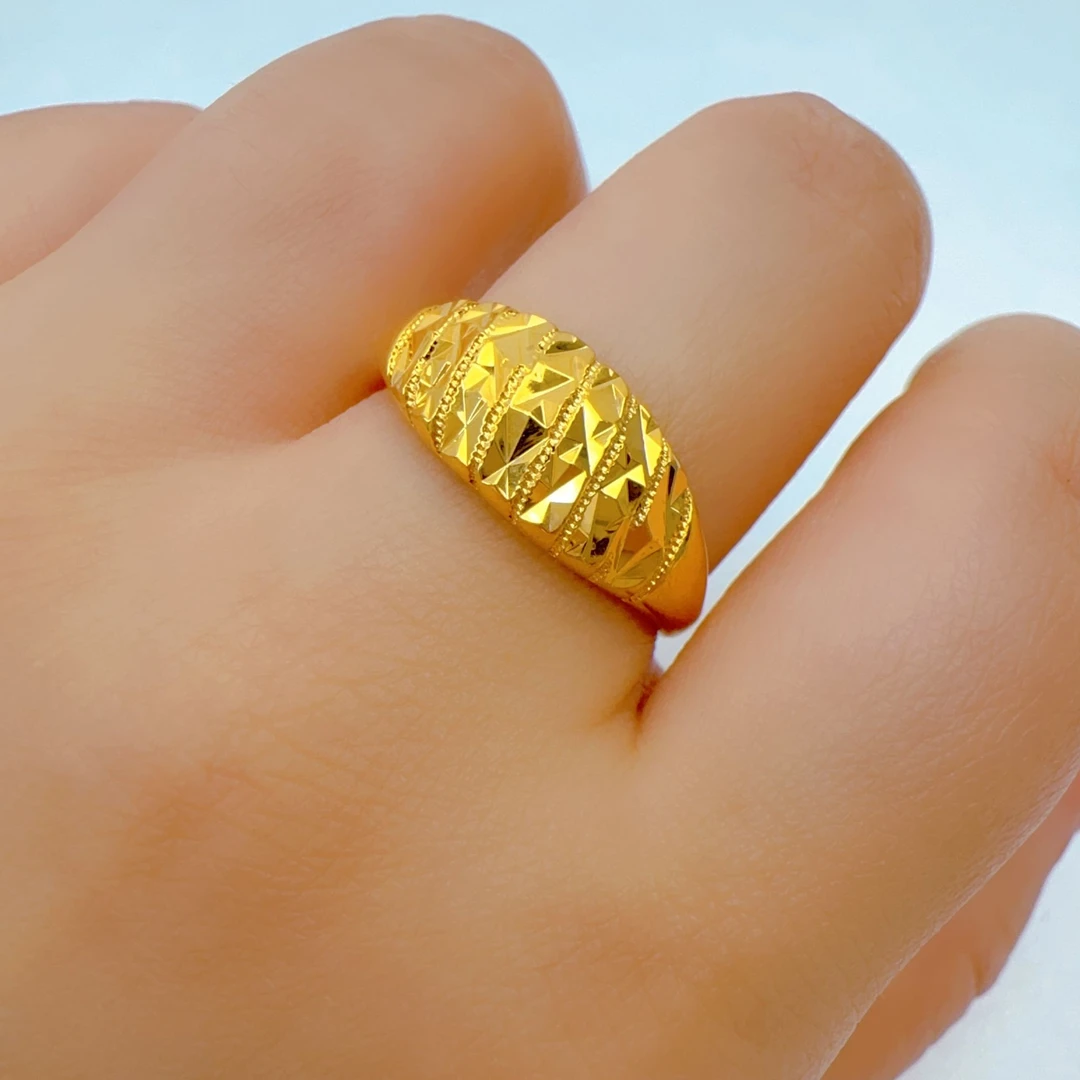 铜合金戒指 简约大气开口可调节金色戒指 7