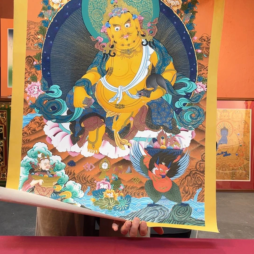 装裱画50×75纯手绘彩绘黄财