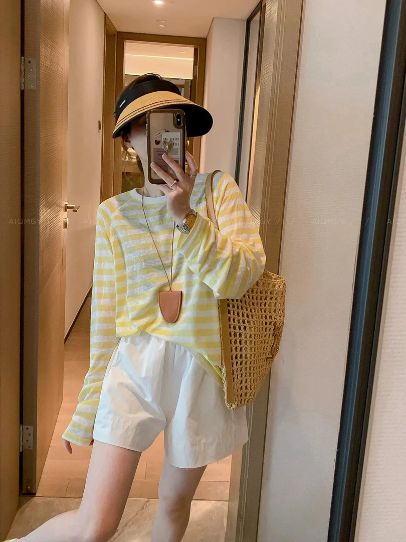 ～（姐姐家）防晒长袖条纹防晒T恤ins机能风洛丽塔