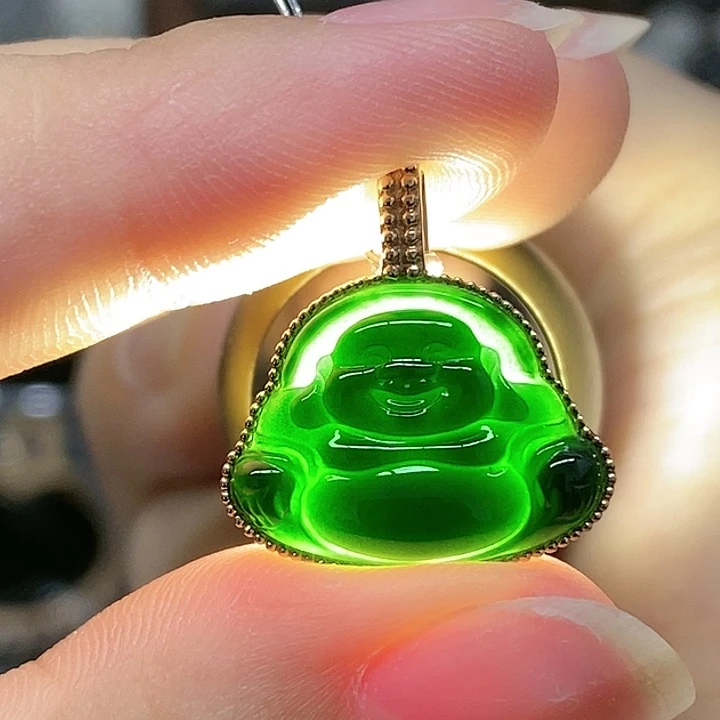 翡翠18K金镶嵌颈饰佛公