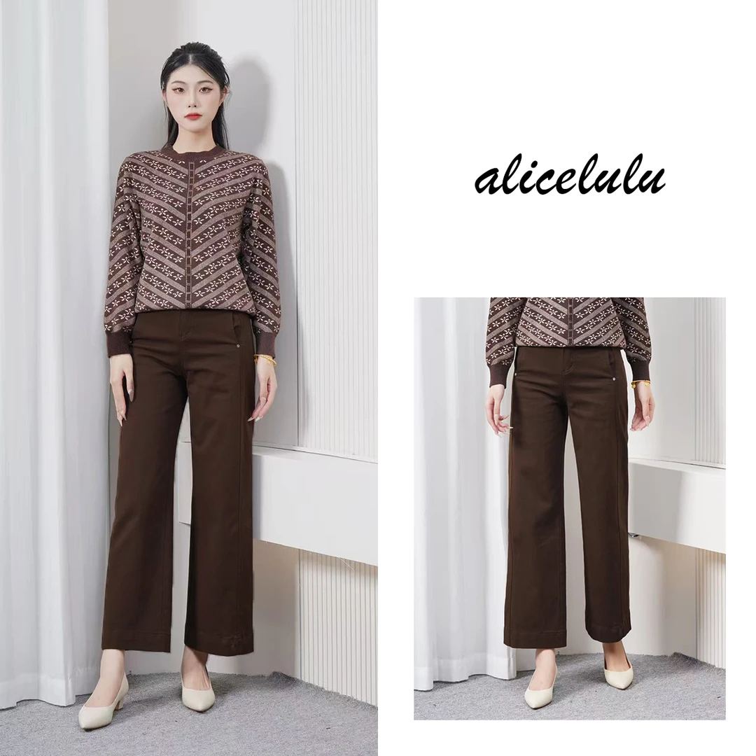4alicelulu【极简】纯色休闲裤慵懒松弛感百搭通勤S622812U