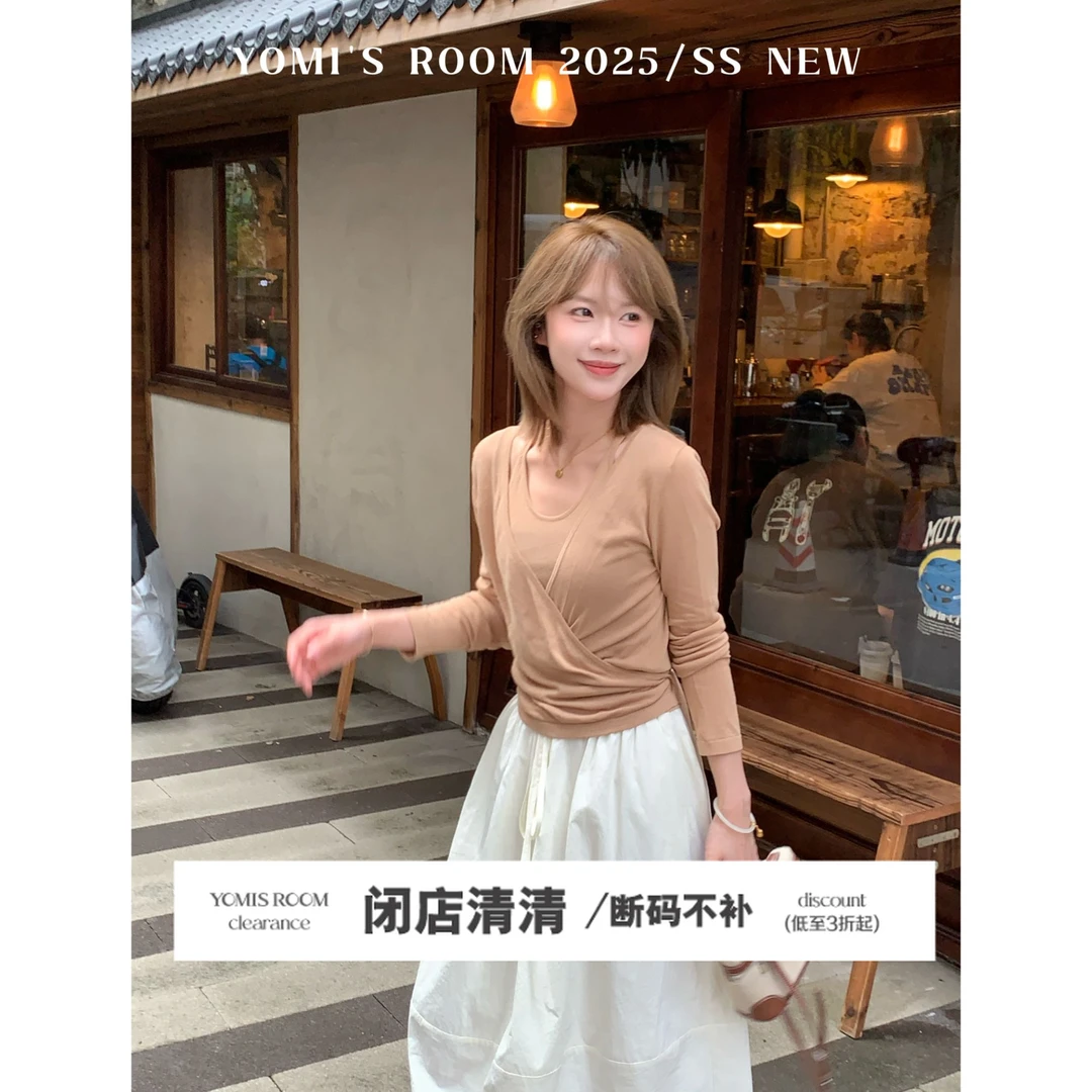 YOMI小个子【莫兰画廊】轻薄极简风知性修身针织开衫毛衣长袖女轻薄