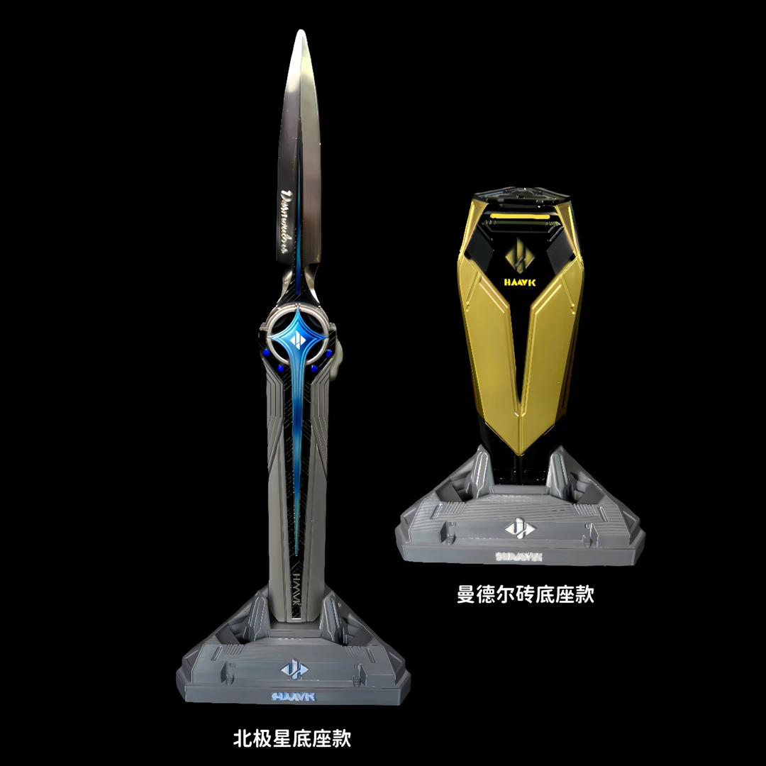 三角洲行动周边北极星伸缩小刀弹射玩具金属模型折叠刀摆件带底座