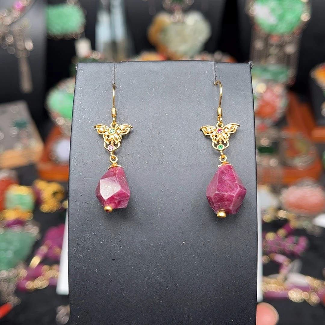 红宝石耳饰未镶嵌新款