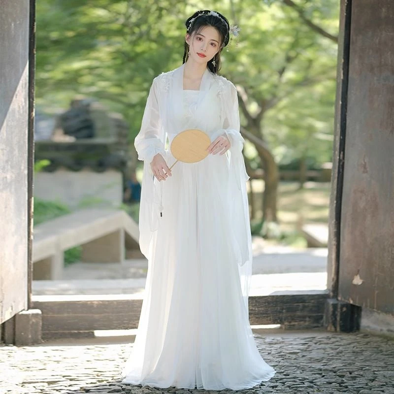 2025新款星灵古韵原创汉服女成人白色超仙气飘飘古装古典舞演出服