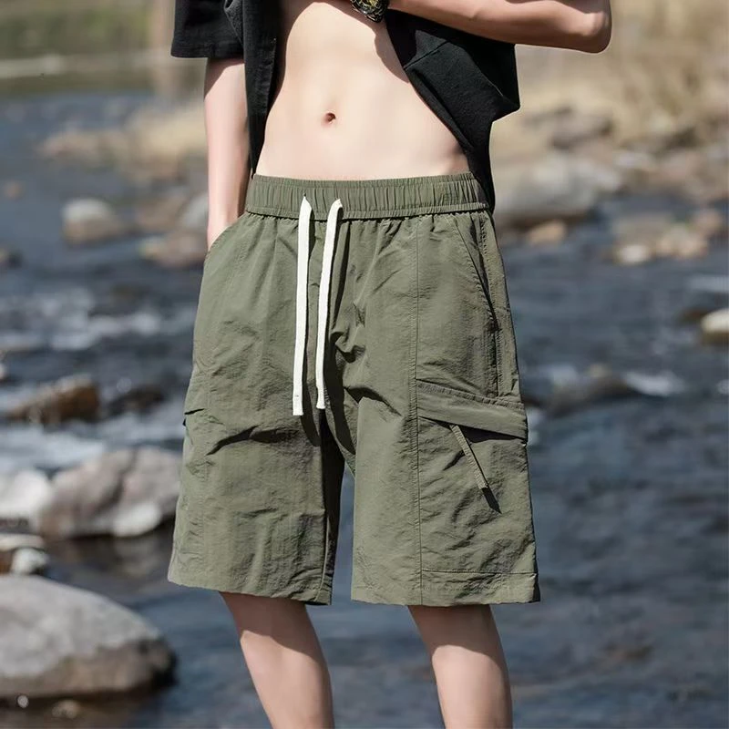 夏季薄款工装短裤男女士速干冰丝休闲中裤宽松潮牌美式五分裤中性