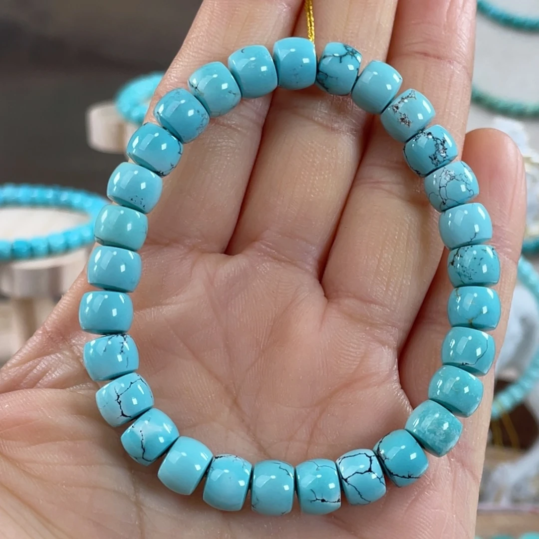 绿松石未镶嵌套链8mm高瓷直切