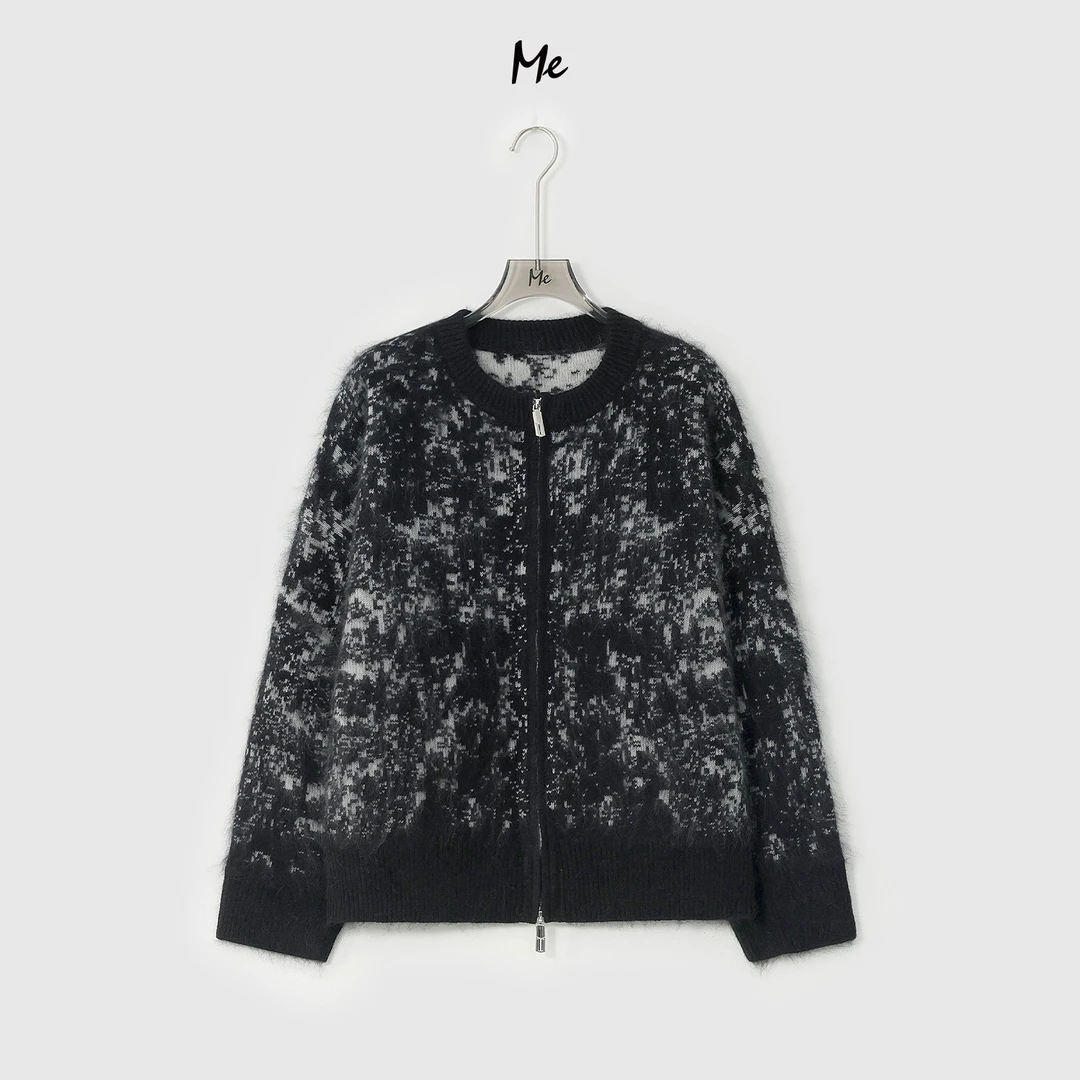 ME【山岩系列雪绒开衫】绵羊毛山羊绒混纺松软亲肤拉毛毛衣MESA3687