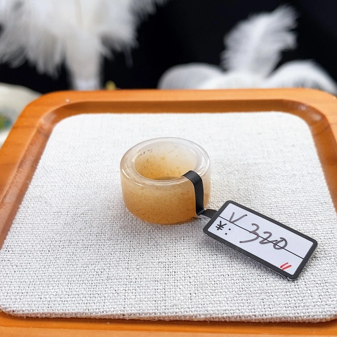 和田玉未镶嵌戒指r36桂花糖渐变原切16.2