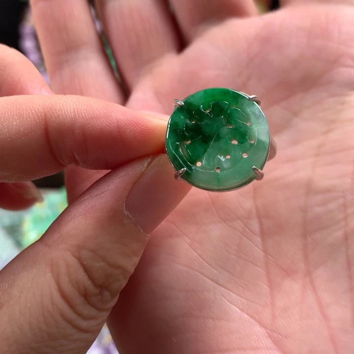 翡翠银S925镶嵌戒指戒指