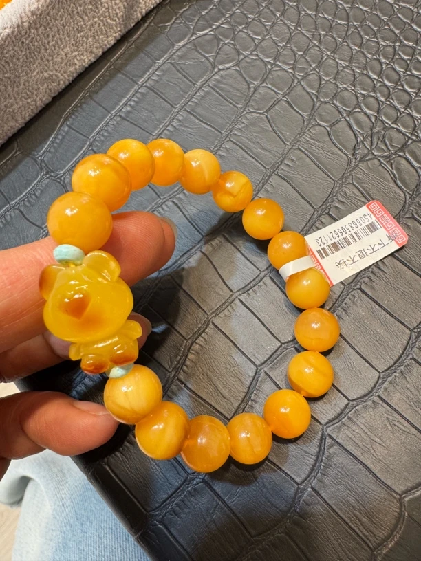 天然蜜蜡小熊手链