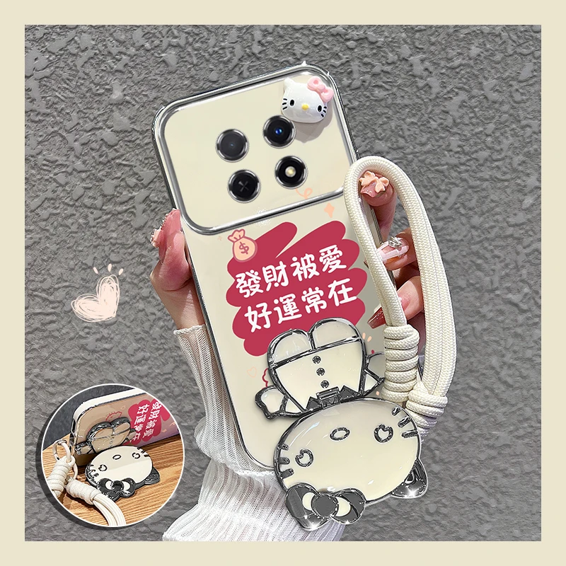 适用【vivox200pro】手机壳公仔发财被爱猫咪镜子硅胶防摔女款2025