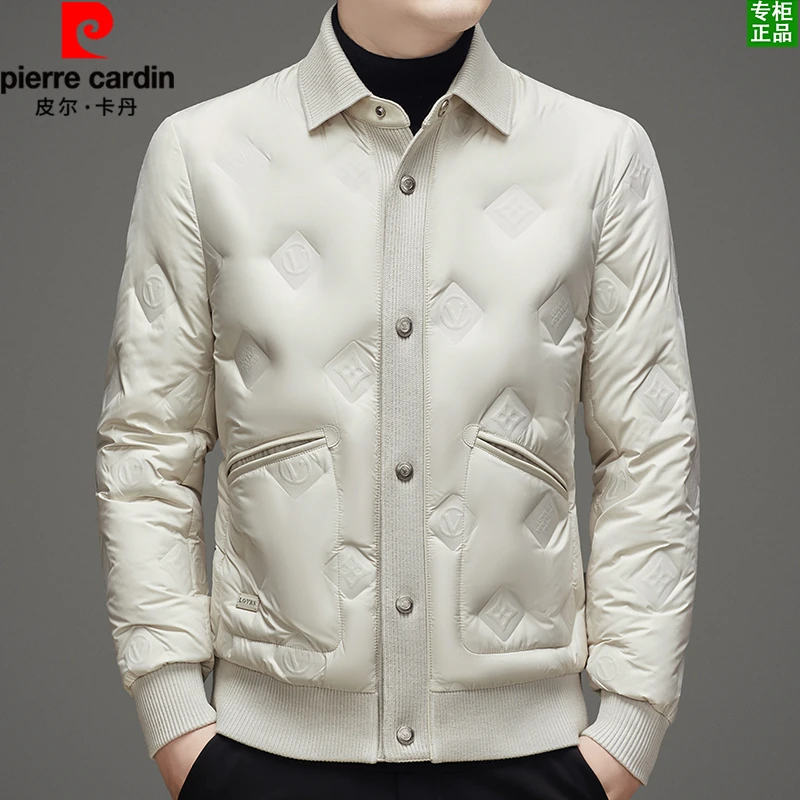 皮尔卡丹男装【90白鸭绒】冬季高档轻奢时尚休闲百搭翻领保暖羽绒服