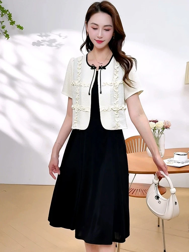 X0562 夏季气质女显瘦收腰遮肉时尚修身国风连衣裙百搭