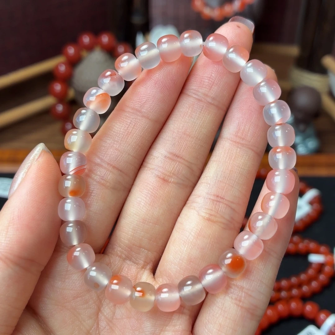 南红玛瑙未镶嵌手串保山原矿南红干掌冰飘卡6+