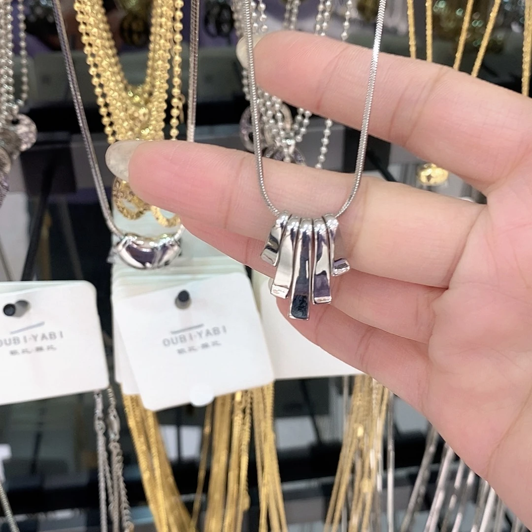 铜合金925银气质长条链