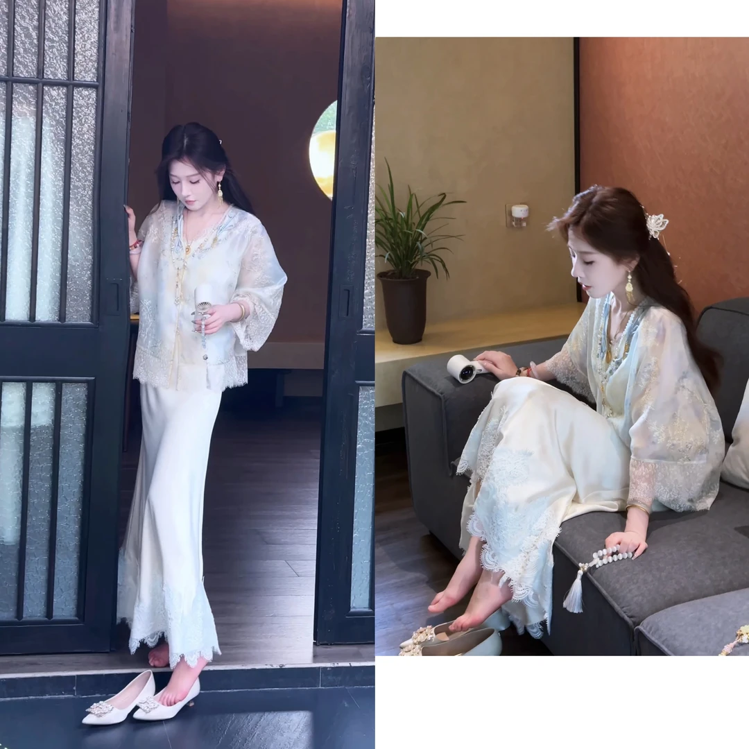 【婷婷】《步步生花》国风蕾丝拼接半裙 TTH2SX617【Q】