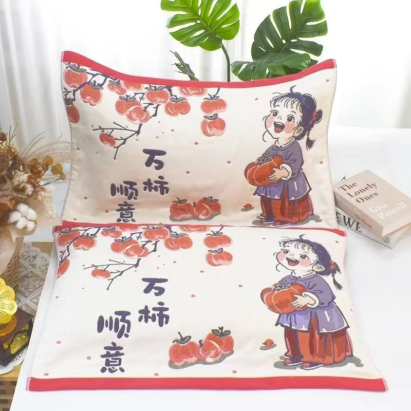 升级版纯棉纱布枕巾高颜值柔软吸汗纱布枕巾一对装【2条】