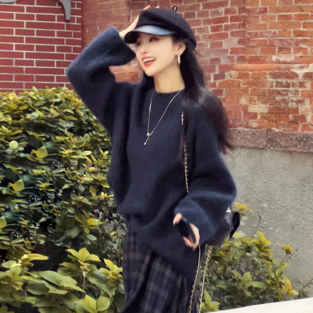 高级感针织毛衣连衣裙子女秋冬季2025新款小个子韩系穿搭一整套装