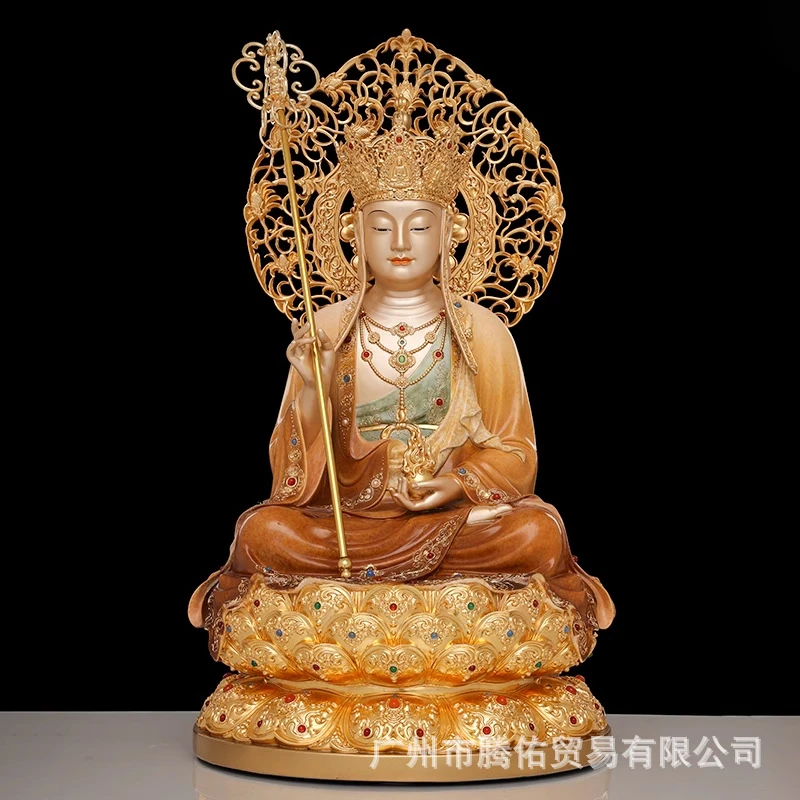 京铜铜地藏王菩萨佛像家用佛堂供奉娑婆三圣九华山地藏佛像摆件