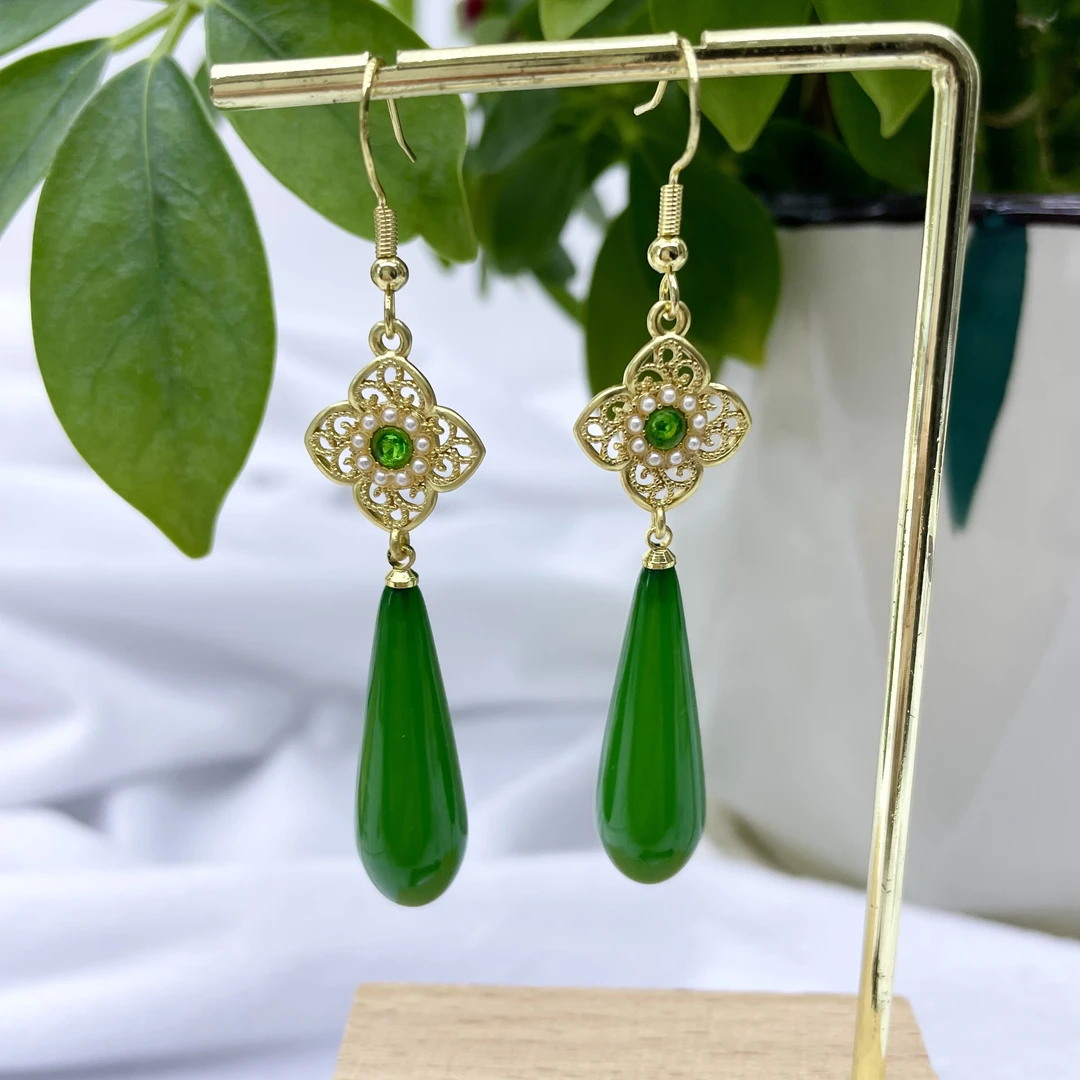 合金树脂耳饰 古风新中式耳坠女款水滴耳勾保色防过敏百搭耳环444