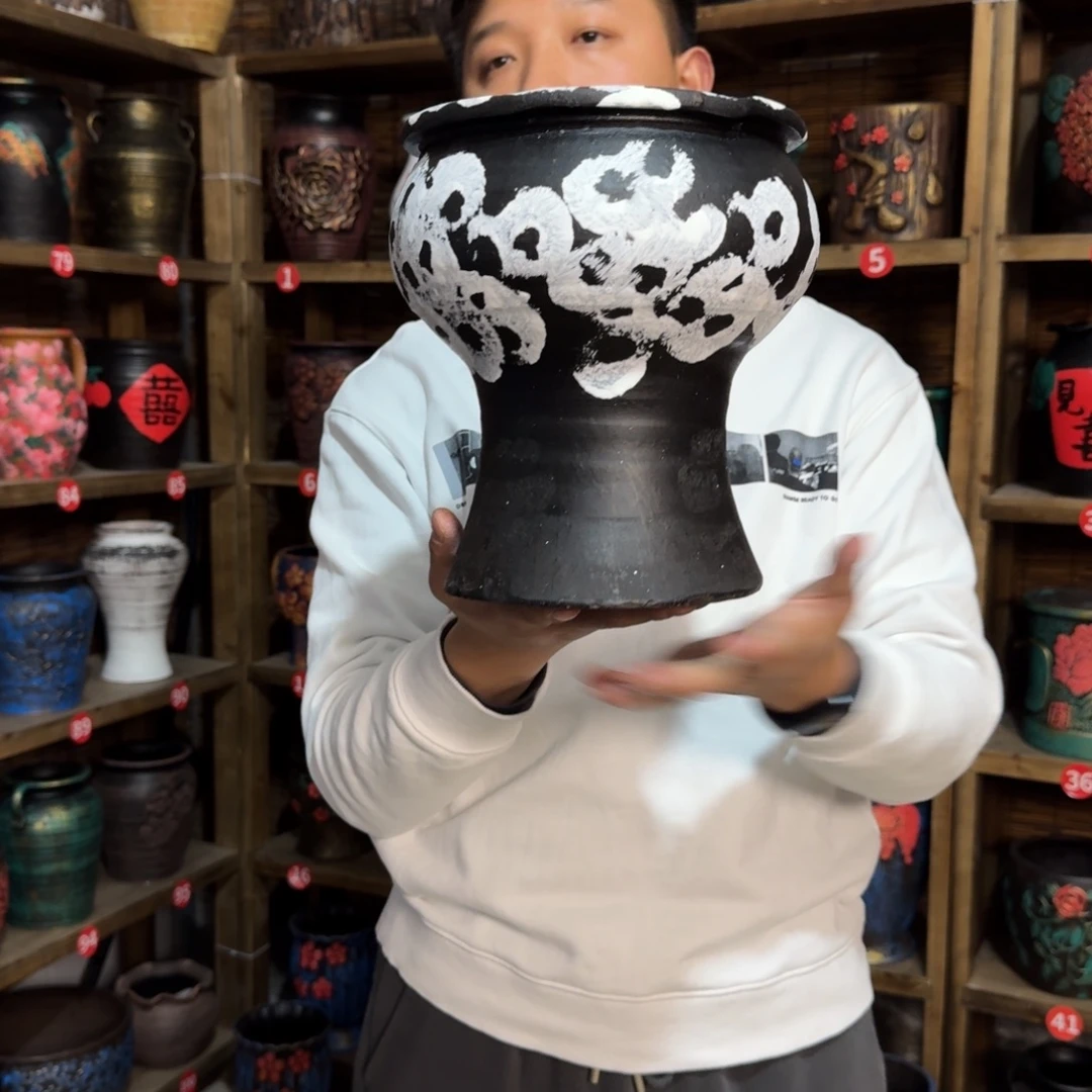 带孔高端浮雕花盆高度口径23-20