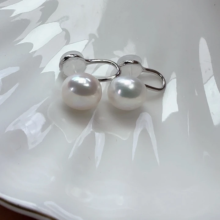淡水珍珠耳饰银S925镶嵌
